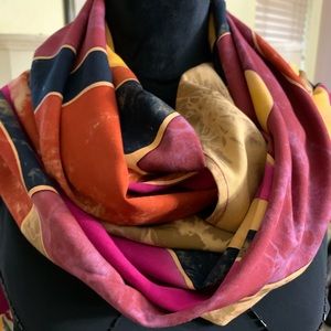 Boho Real Batik print shawl, pink,orange,black